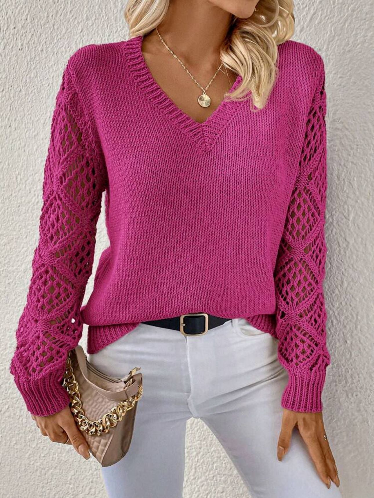 Elegant V-Neck Knit Sweater