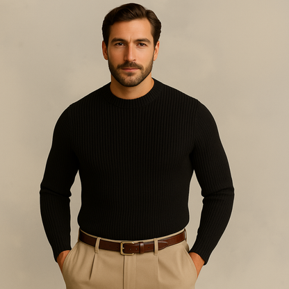 Bradley - Men’s Merino Wool Ribbed O-Neck Jumper