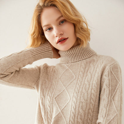 Turtleneck Pullover Thick Cashmere Sweater