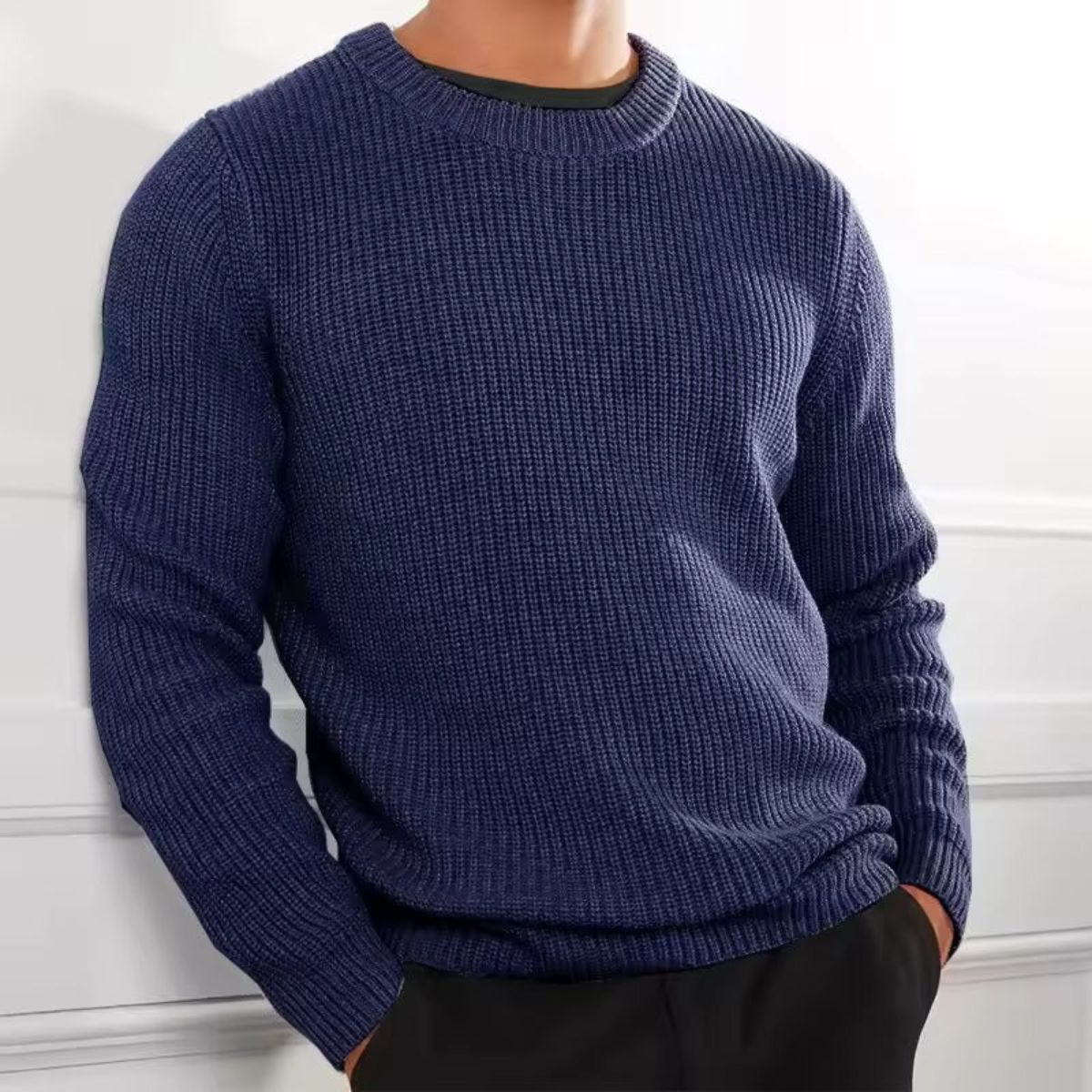 Bradley - Men’s Merino Wool Ribbed O-Neck Jumper