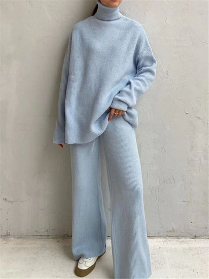 Knitted Turtleneck Tracksuit Set