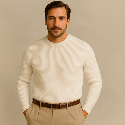 Bradley - Men’s Merino Wool Ribbed O-Neck Jumper