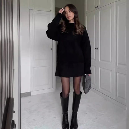 Elegant Knit Sweater Skirt Set