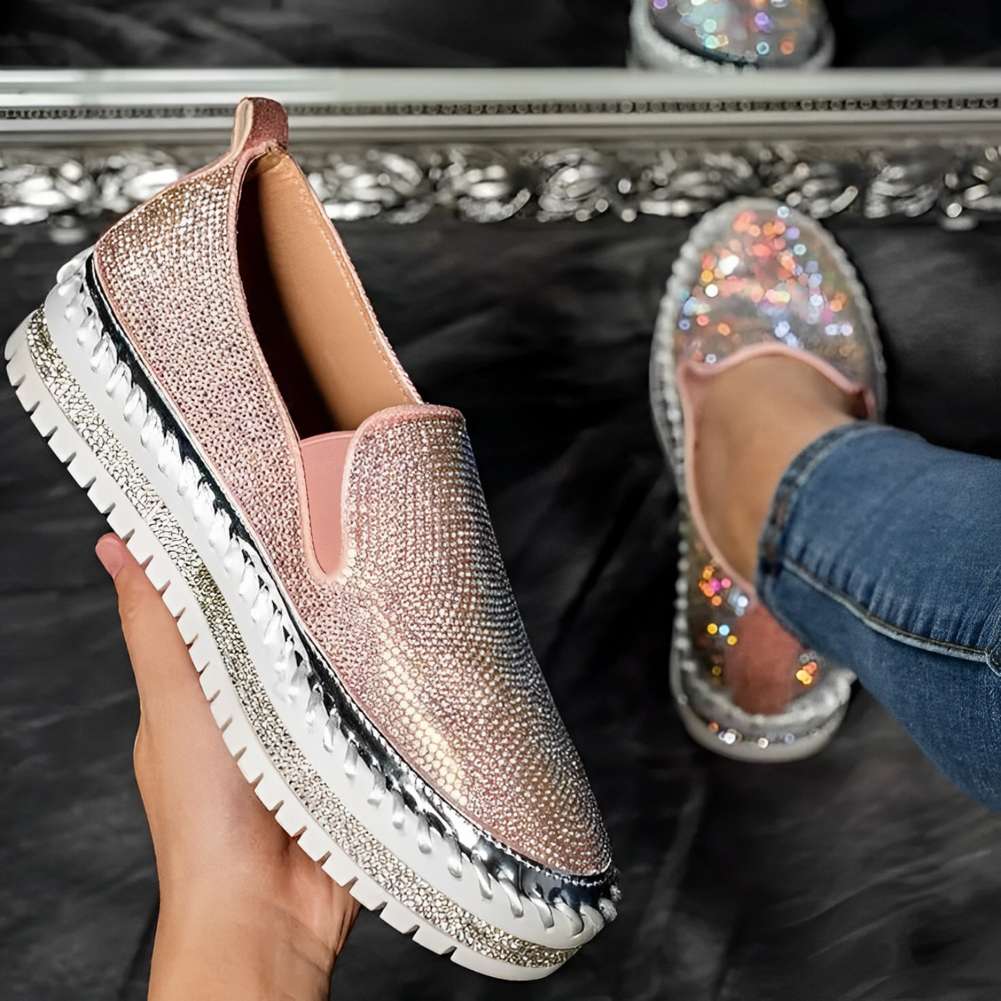 Carly - Women’s Sparkling Diamond Loafers