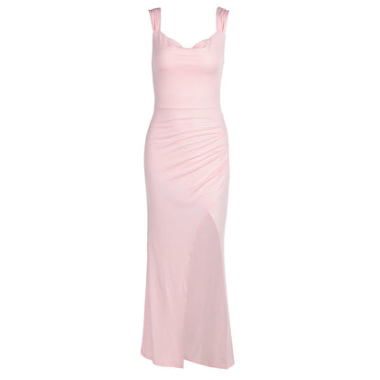 Slim Back-Tie Slit Dress