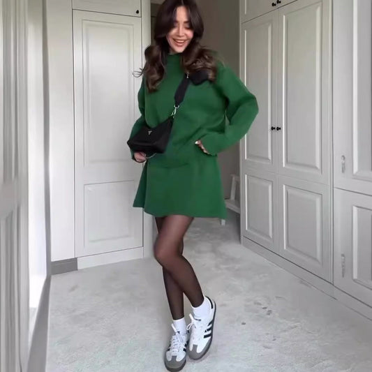 Elegant Knit Sweater Skirt Set