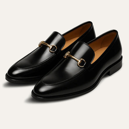 Jochen - Men’s Black Leather Horsebit Loafers
