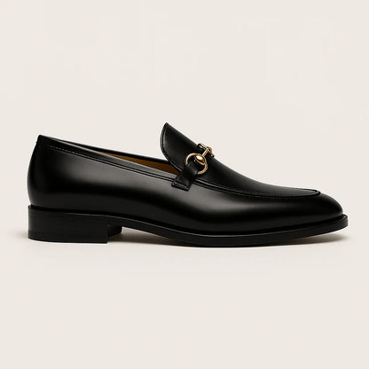 Jochen - Men’s Black Leather Horsebit Loafers