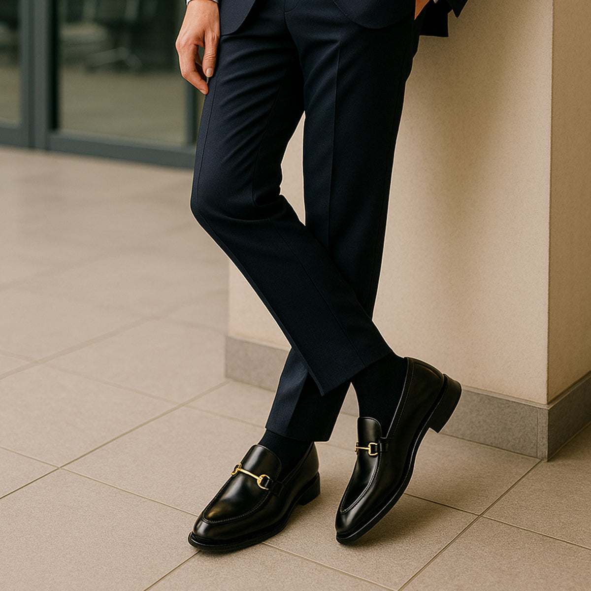 Jochen - Men’s Black Leather Horsebit Loafers