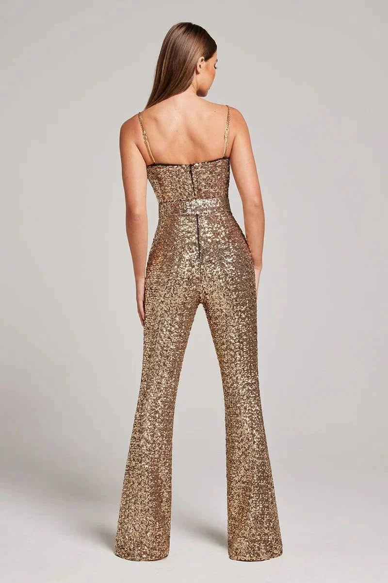 Catrin - Women’s Glitter Jumpsuit with Belt