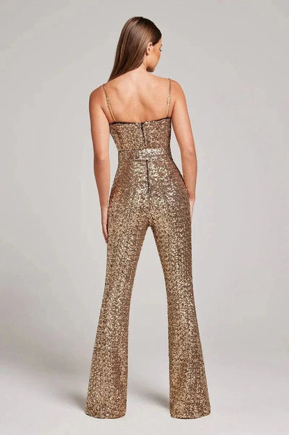 Catrin - Women’s Glitter Jumpsuit with Belt
