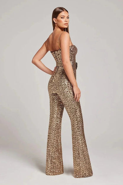 Catrin - Women’s Glitter Jumpsuit with Belt