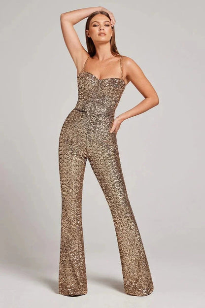 Catrin - Women’s Glitter Jumpsuit with Belt